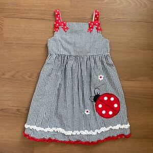 Emily Rose Girl’s Gingham Ladybug Sun Dress